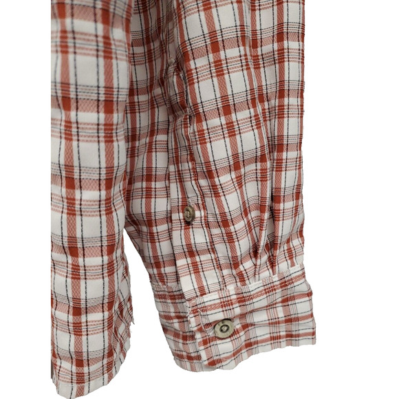 Wrangler Outdoor Mens Button Up Shirt Vented Utility Orange Plaid Size 2XT - Picture 10 of 13